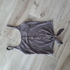 American Eagle AE Waffle Knit Tie Front Gray Tank Top XS Festival Cowgirl